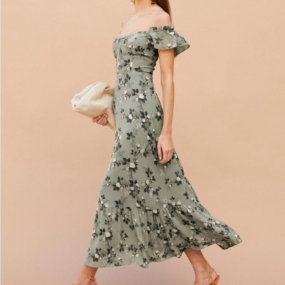 Reformation Butterfly Dress in Verde - Picture 5 of 14